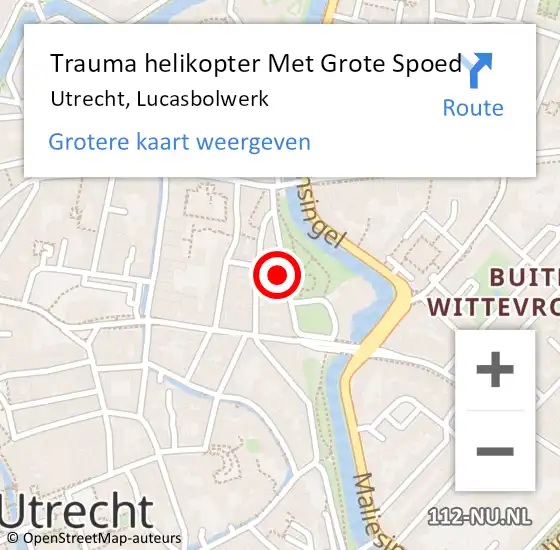 Locatie op kaart van de 112 melding: Trauma helikopter Met Grote Spoed Naar Utrecht, Lucasbolwerk op 20 december 2024 04:56