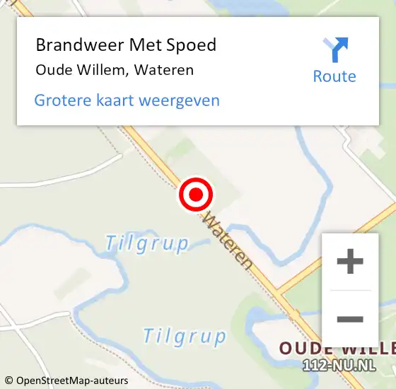 Locatie op kaart van de 112 melding: Brandweer Met Spoed Naar Oude Willem, Wateren op 20 december 2024 05:31