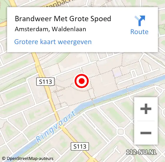 Locatie op kaart van de 112 melding: Brandweer Met Grote Spoed Naar Amsterdam, Waldenlaan op 20 december 2024 05:32