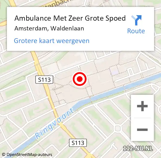 Locatie op kaart van de 112 melding: Ambulance Met Zeer Grote Spoed Naar Amsterdam, Waldenlaan op 20 december 2024 05:32