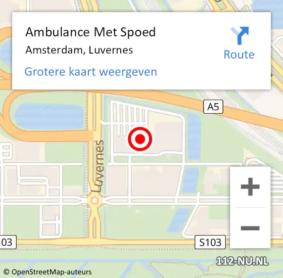 Locatie op kaart van de 112 melding: Ambulance Met Spoed Naar Amsterdam, Luvernes op 20 december 2024 06:07