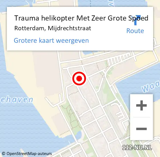 Locatie op kaart van de 112 melding: Trauma helikopter Met Zeer Grote Spoed Naar Rotterdam, Mijdrechtstraat op 20 december 2024 06:21