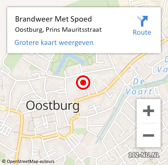 Locatie op kaart van de 112 melding: Brandweer Met Spoed Naar Oostburg, Prins Mauritsstraat op 31 oktober 2014 00:48