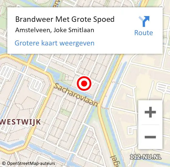 Locatie op kaart van de 112 melding: Brandweer Met Grote Spoed Naar Amstelveen, Joke Smitlaan op 20 december 2024 07:21