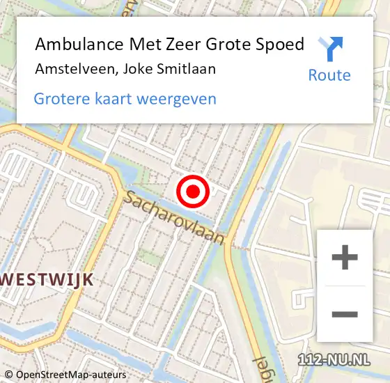 Locatie op kaart van de 112 melding: Ambulance Met Zeer Grote Spoed Naar Amstelveen, Joke Smitlaan op 20 december 2024 07:21