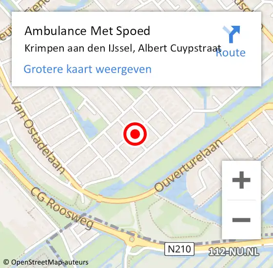 Locatie op kaart van de 112 melding: Ambulance Met Spoed Naar Krimpen aan den IJssel, Albert Cuypstraat op 20 december 2024 07:58