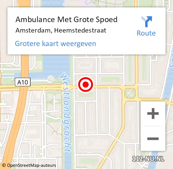 Locatie op kaart van de 112 melding: Ambulance Met Grote Spoed Naar Amsterdam, Heemstedestraat op 20 december 2024 08:00