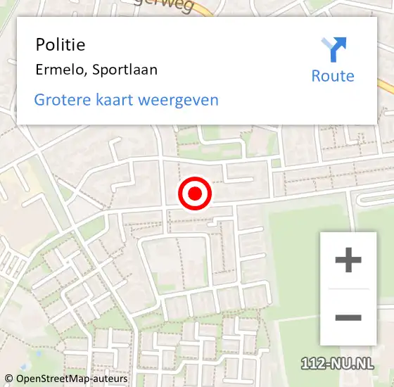 Locatie op kaart van de 112 melding: Politie Ermelo, Sportlaan op 20 december 2024 08:45