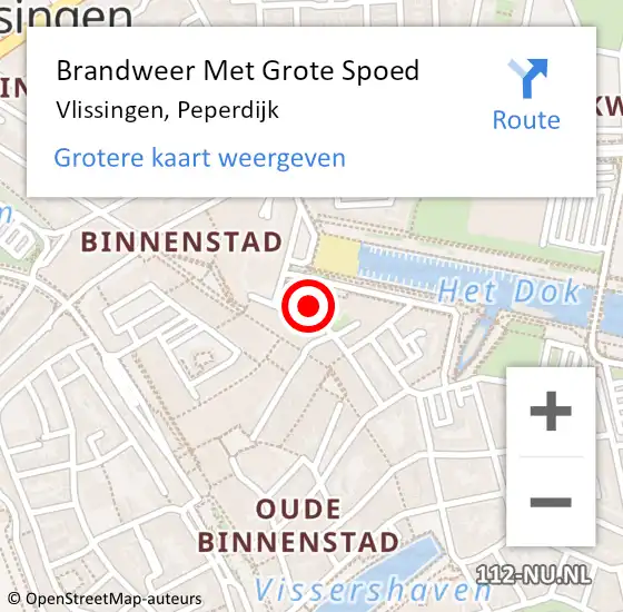 Locatie op kaart van de 112 melding: Brandweer Met Grote Spoed Naar Vlissingen, Peperdijk op 20 december 2024 08:48