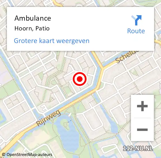 Locatie op kaart van de 112 melding: Ambulance Hoorn, Patio op 20 december 2024 08:53