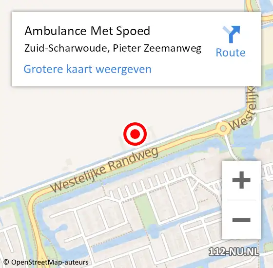 Locatie op kaart van de 112 melding: Ambulance Met Spoed Naar Zuid-Scharwoude, Pieter Zeemanweg op 20 december 2024 09:01