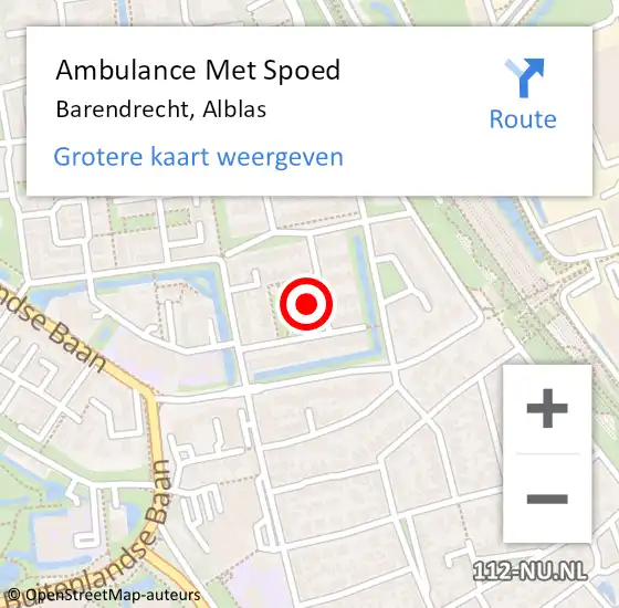 Locatie op kaart van de 112 melding: Ambulance Met Spoed Naar Barendrecht, Alblas op 20 december 2024 09:03