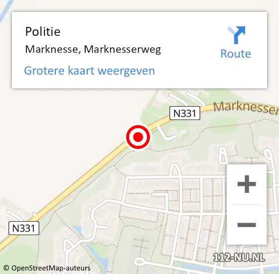 Locatie op kaart van de 112 melding: Politie Marknesse, Marknesserweg op 20 december 2024 09:05