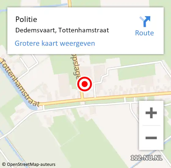 Locatie op kaart van de 112 melding: Politie Dedemsvaart, Tottenhamstraat op 20 december 2024 09:30