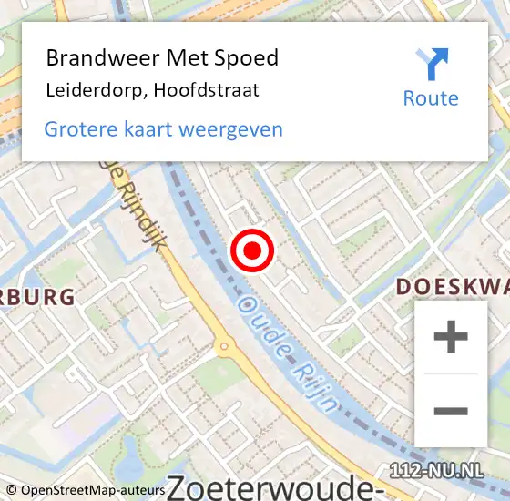 Locatie op kaart van de 112 melding: Brandweer Met Spoed Naar Leiderdorp, Hoofdstraat op 20 december 2024 09:32