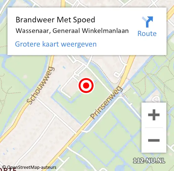 Locatie op kaart van de 112 melding: Brandweer Met Spoed Naar Wassenaar, Generaal Winkelmanlaan op 20 december 2024 09:33