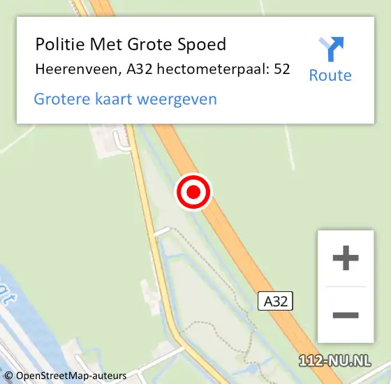 Locatie op kaart van de 112 melding: Politie Met Grote Spoed Naar Heerenveen, A32 hectometerpaal: 52 op 20 december 2024 09:34