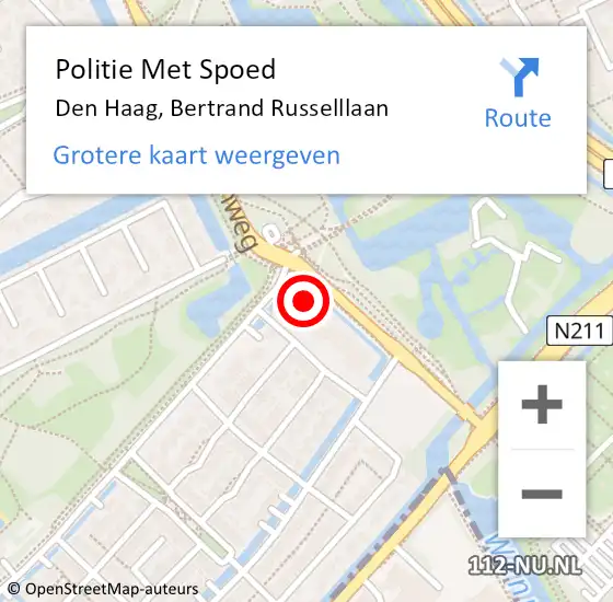 Locatie op kaart van de 112 melding: Politie Met Spoed Naar Den Haag, Bertrand Russelllaan op 20 december 2024 09:56