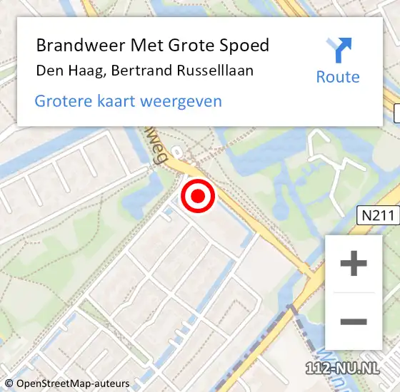 Locatie op kaart van de 112 melding: Brandweer Met Grote Spoed Naar Den Haag, Bertrand Russelllaan op 20 december 2024 09:57