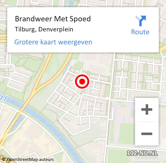 Locatie op kaart van de 112 melding: Brandweer Met Spoed Naar Tilburg, Denverplein op 20 december 2024 10:12