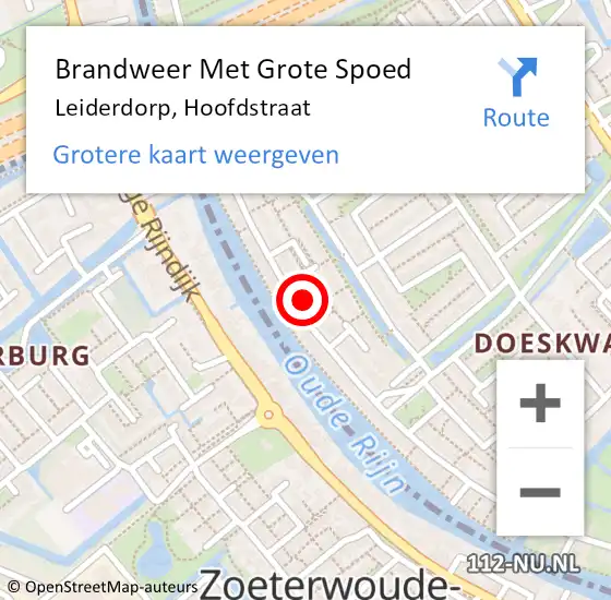 Locatie op kaart van de 112 melding: Brandweer Met Grote Spoed Naar Leiderdorp, Hoofdstraat op 20 december 2024 10:15