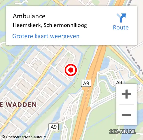 Locatie op kaart van de 112 melding: Ambulance Heemskerk, Schiermonnikoog op 20 december 2024 10:15