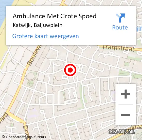 Locatie op kaart van de 112 melding: Ambulance Met Grote Spoed Naar Katwijk, Baljuwplein op 20 december 2024 10:16