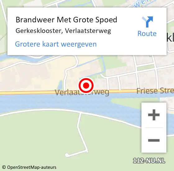 Locatie op kaart van de 112 melding: Brandweer Met Grote Spoed Naar Gerkesklooster, Verlaatsterweg op 20 december 2024 10:27