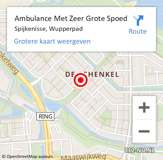 Locatie op kaart van de 112 melding: Ambulance Met Zeer Grote Spoed Naar Spijkenisse, Wupperpad op 20 december 2024 10:51