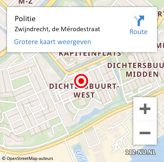 Locatie op kaart van de 112 melding: Politie Zwijndrecht, de Mérodestraat op 20 december 2024 11:18