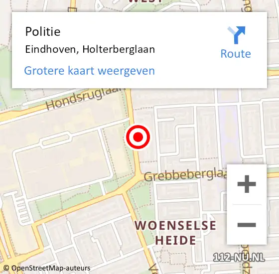 Locatie op kaart van de 112 melding: Politie Eindhoven, Holterberglaan op 20 december 2024 11:25