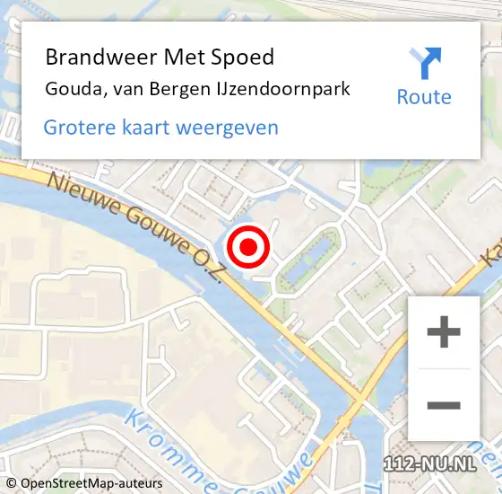 Locatie op kaart van de 112 melding: Brandweer Met Spoed Naar Gouda, van Bergen IJzendoornpark op 20 december 2024 11:30