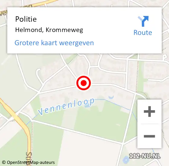 Locatie op kaart van de 112 melding: Politie Helmond, Krommeweg op 20 december 2024 11:37