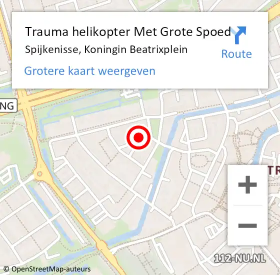 Locatie op kaart van de 112 melding: Trauma helikopter Met Grote Spoed Naar Spijkenisse, Koningin Beatrixplein op 20 december 2024 11:53