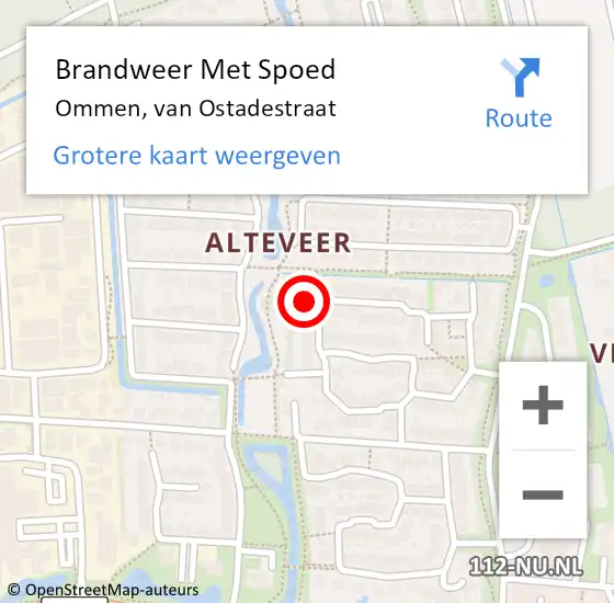 Locatie op kaart van de 112 melding: Brandweer Met Spoed Naar Ommen, van Ostadestraat op 20 december 2024 11:58