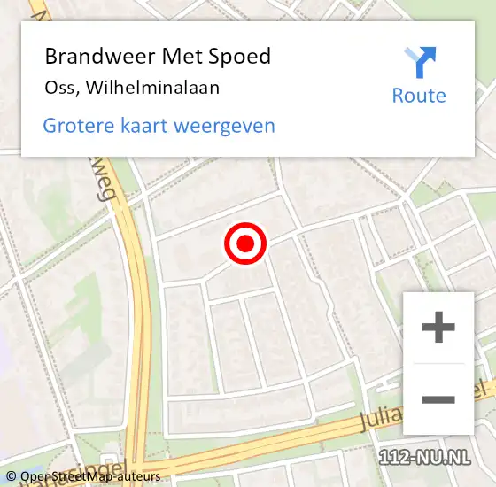 Locatie op kaart van de 112 melding: Brandweer Met Spoed Naar Oss, Wilhelminalaan op 20 december 2024 12:03