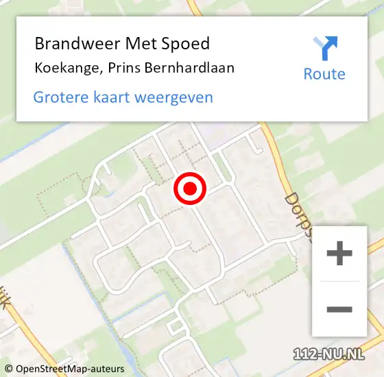 Locatie op kaart van de 112 melding: Brandweer Met Spoed Naar Koekange, Prins Bernhardlaan op 20 december 2024 12:06