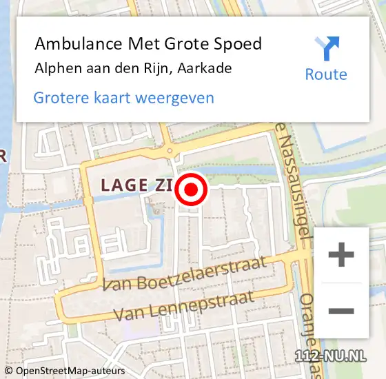 Locatie op kaart van de 112 melding: Ambulance Met Grote Spoed Naar Alphen aan den Rijn, Aarkade op 20 december 2024 12:18