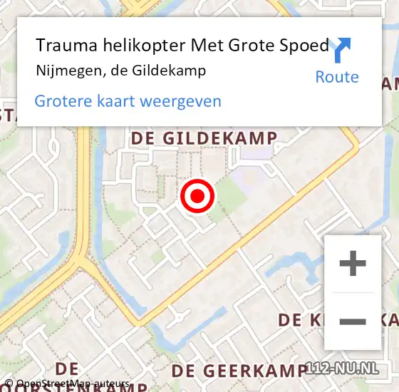 Locatie op kaart van de 112 melding: Trauma helikopter Met Grote Spoed Naar Nijmegen, de Gildekamp op 20 december 2024 12:20