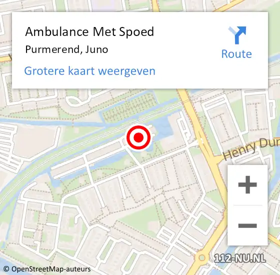 Locatie op kaart van de 112 melding: Ambulance Met Spoed Naar Purmerend, Juno op 20 december 2024 12:29