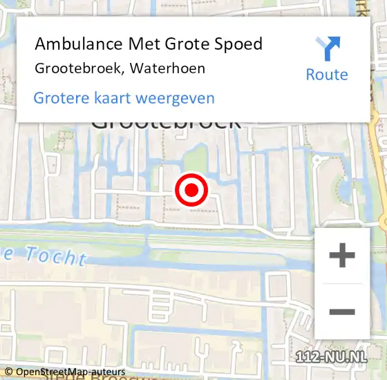 Locatie op kaart van de 112 melding: Ambulance Met Grote Spoed Naar Grootebroek, Waterhoen op 20 december 2024 12:33