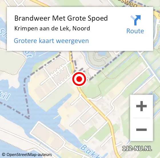 Locatie op kaart van de 112 melding: Brandweer Met Grote Spoed Naar Krimpen aan de Lek, Noord op 20 december 2024 12:43