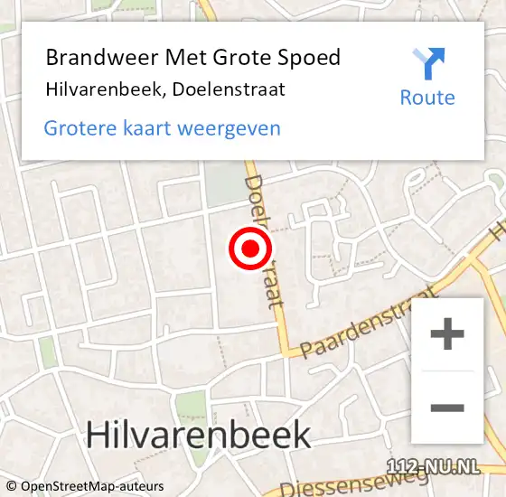 Locatie op kaart van de 112 melding: Brandweer Met Grote Spoed Naar Hilvarenbeek, Doelenstraat op 20 december 2024 12:45