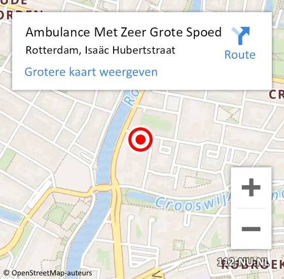 Locatie op kaart van de 112 melding: Ambulance Met Zeer Grote Spoed Naar Rotterdam, Isaäc Hubertstraat op 20 december 2024 12:50