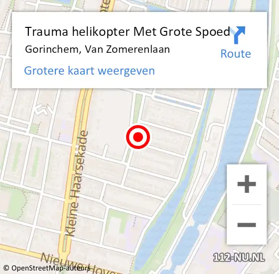 Locatie op kaart van de 112 melding: Trauma helikopter Met Grote Spoed Naar Gorinchem, Van Zomerenlaan op 20 december 2024 13:11