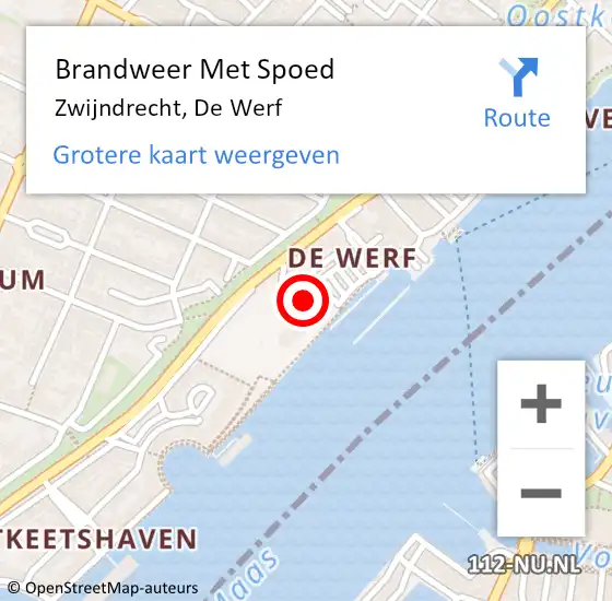 Locatie op kaart van de 112 melding: Brandweer Met Spoed Naar Zwijndrecht, De Werf op 20 december 2024 13:19