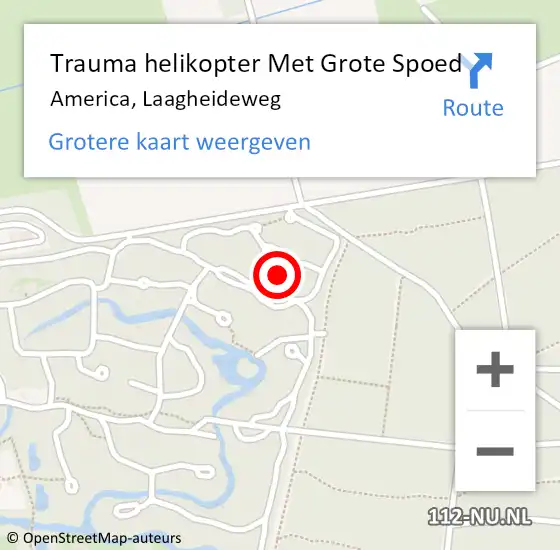 Locatie op kaart van de 112 melding: Trauma helikopter Met Grote Spoed Naar America, Laagheideweg op 20 december 2024 13:26