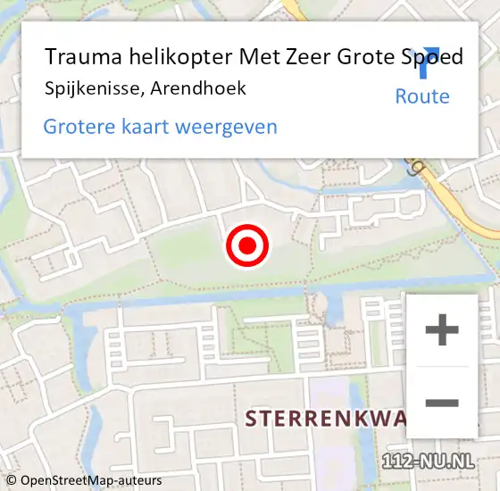 Locatie op kaart van de 112 melding: Trauma helikopter Met Zeer Grote Spoed Naar Spijkenisse, Arendhoek op 20 december 2024 13:31