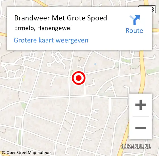 Locatie op kaart van de 112 melding: Brandweer Met Grote Spoed Naar Ermelo, Hanengewei op 20 december 2024 13:40