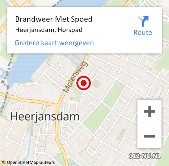 Locatie op kaart van de 112 melding: Brandweer Met Spoed Naar Heerjansdam, Horspad op 20 december 2024 13:49